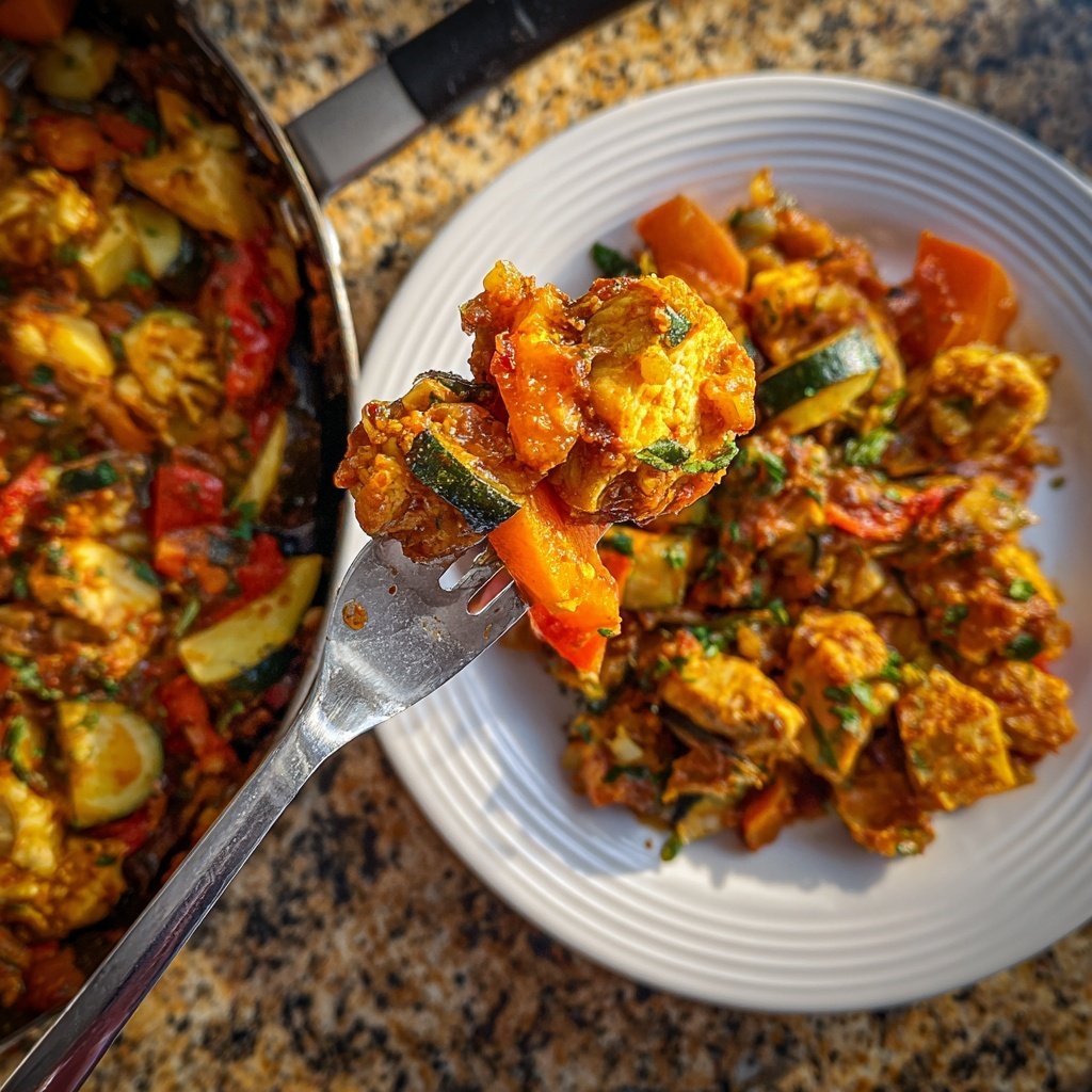 Kalorienarme Gemüsepfanne Mit Hähnchen