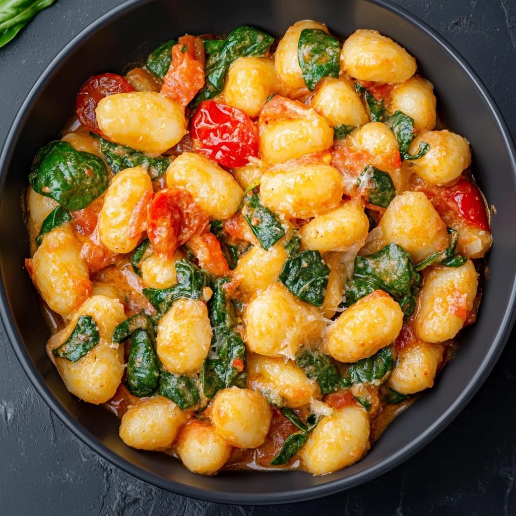 Schnelle Gnocchi-Pfanne mit Tomate & Spinat