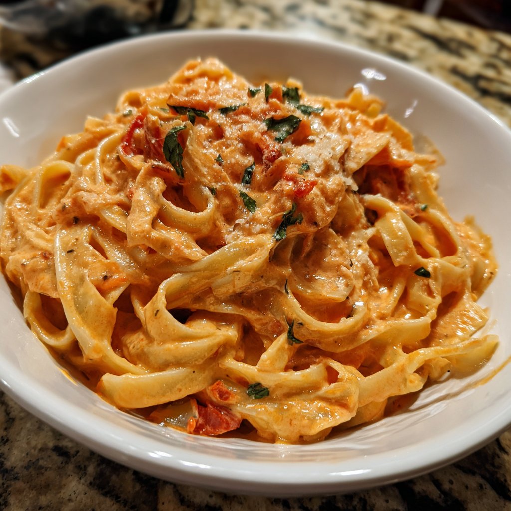 Pasta mit rosa Vodkasauce