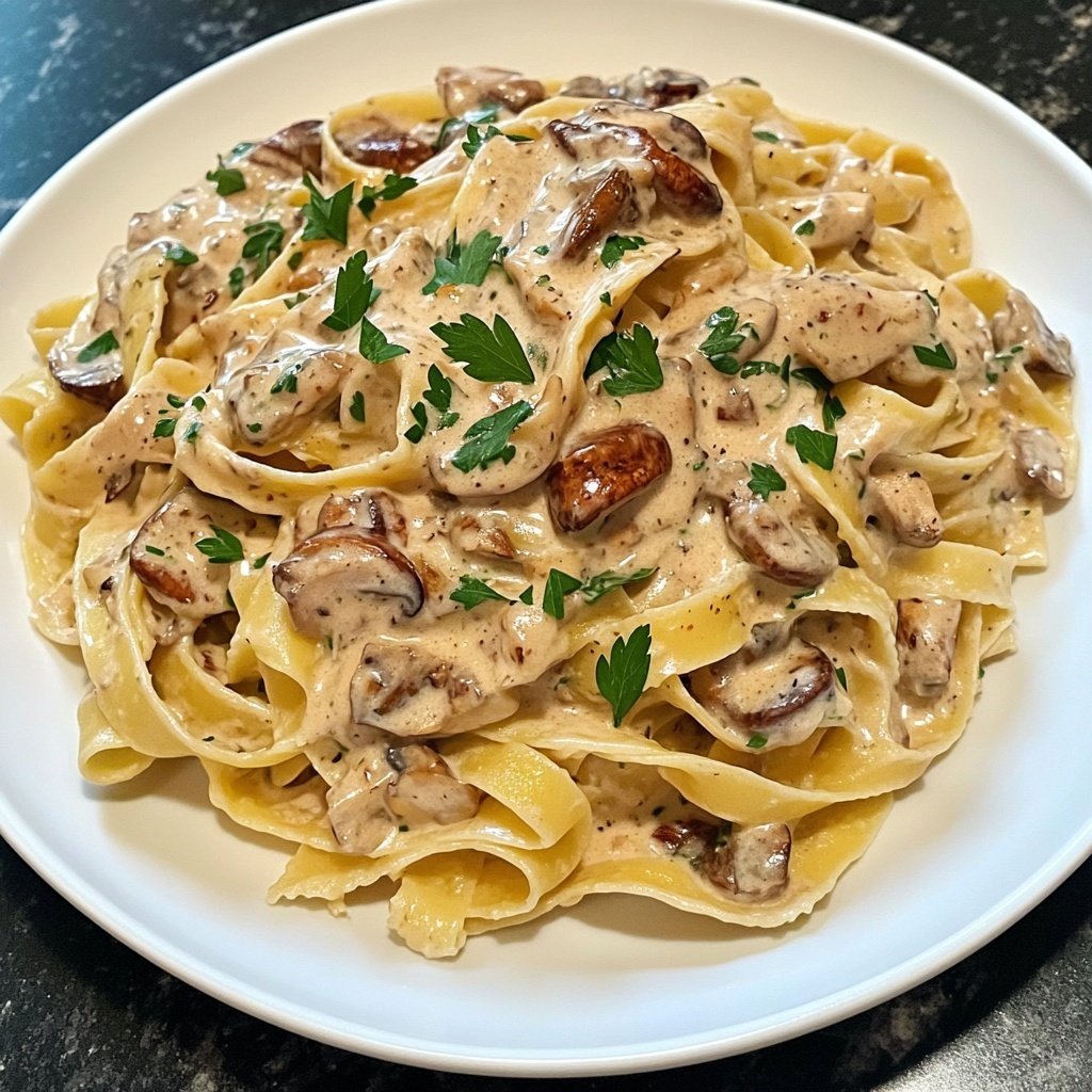 Tagliatelle mit Pilzrahm