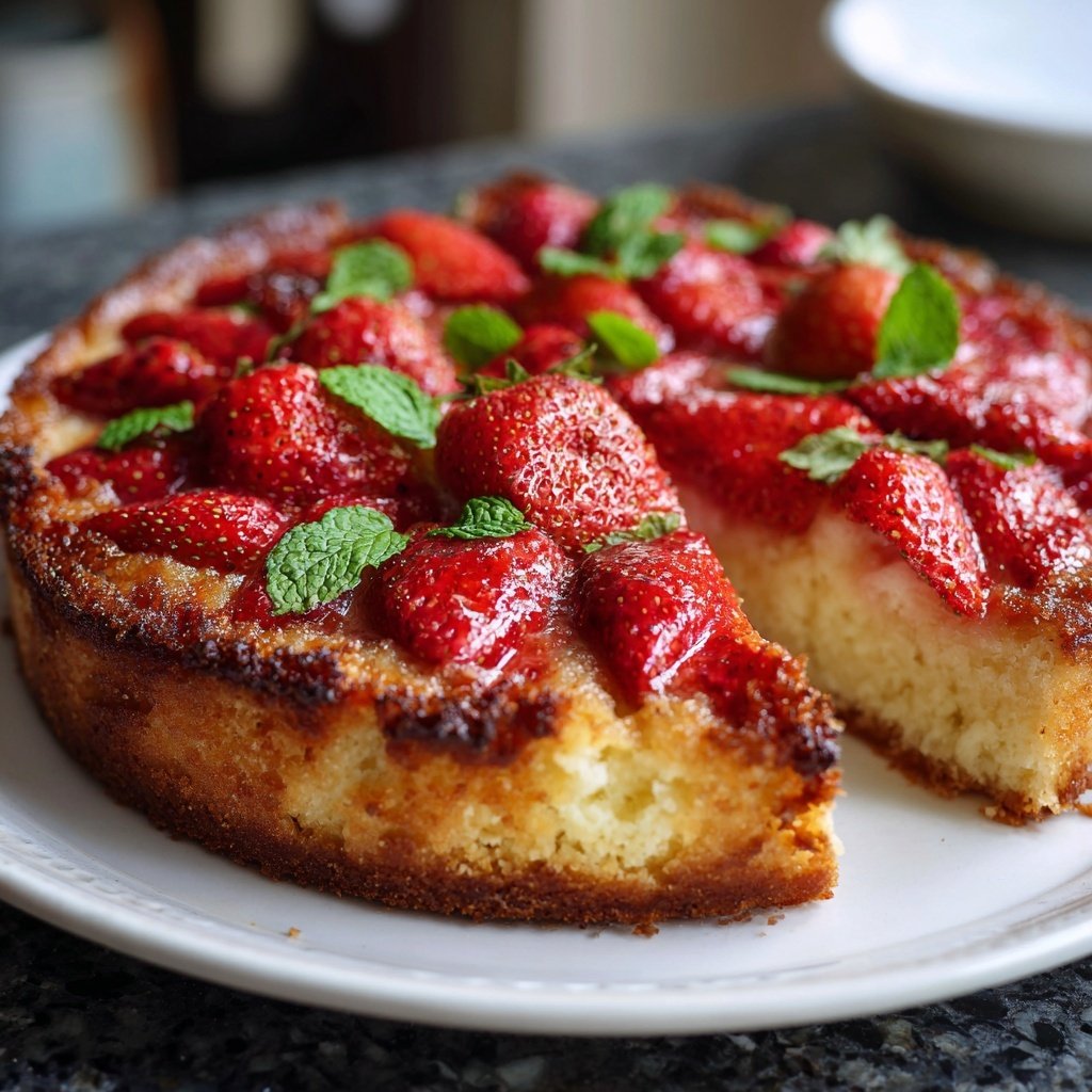 Erdbeerkuchen Mit Frischer Minze