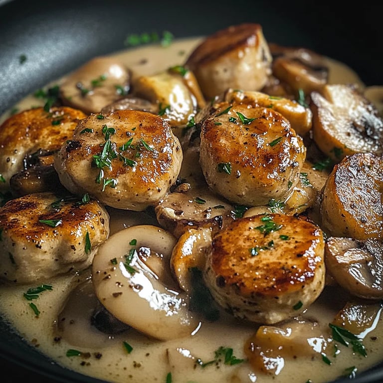 Hähnchenmedaillons in Pilzrahmsauce