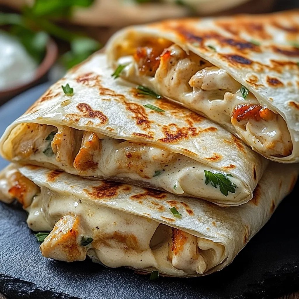 Cheesy Garlic Chicken Wraps