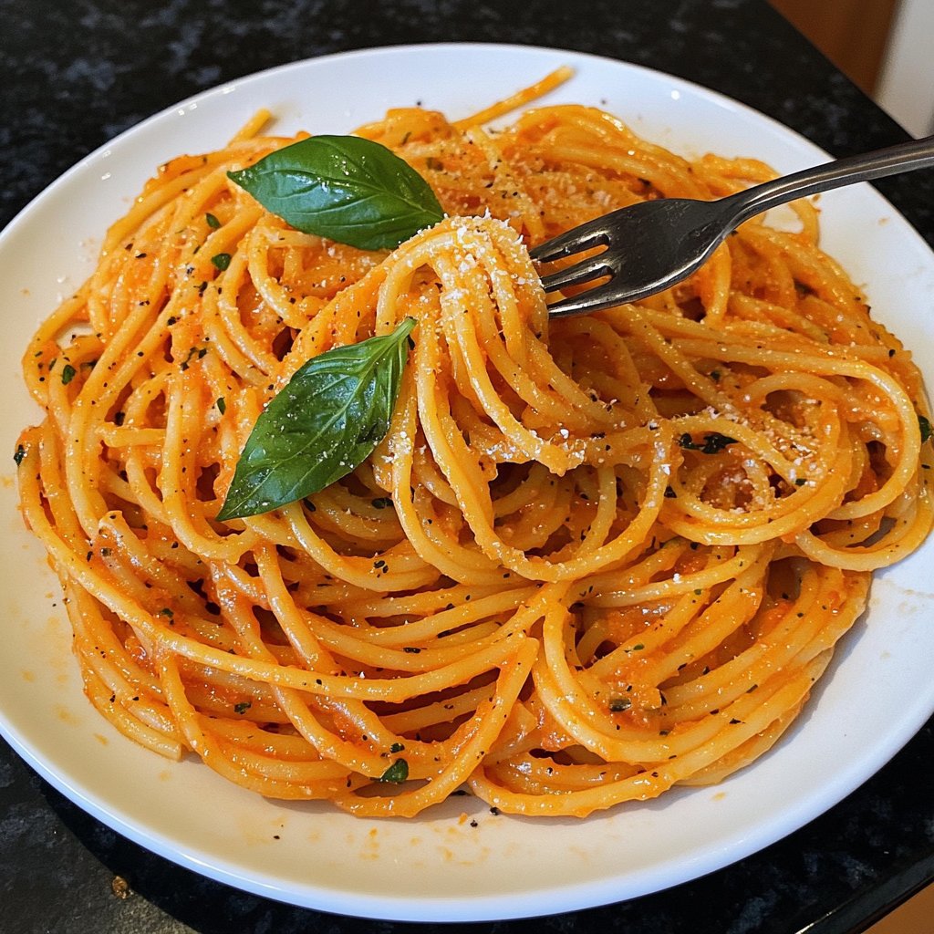 Spaghetti mit Tomaten-Basilikum-Sauce
