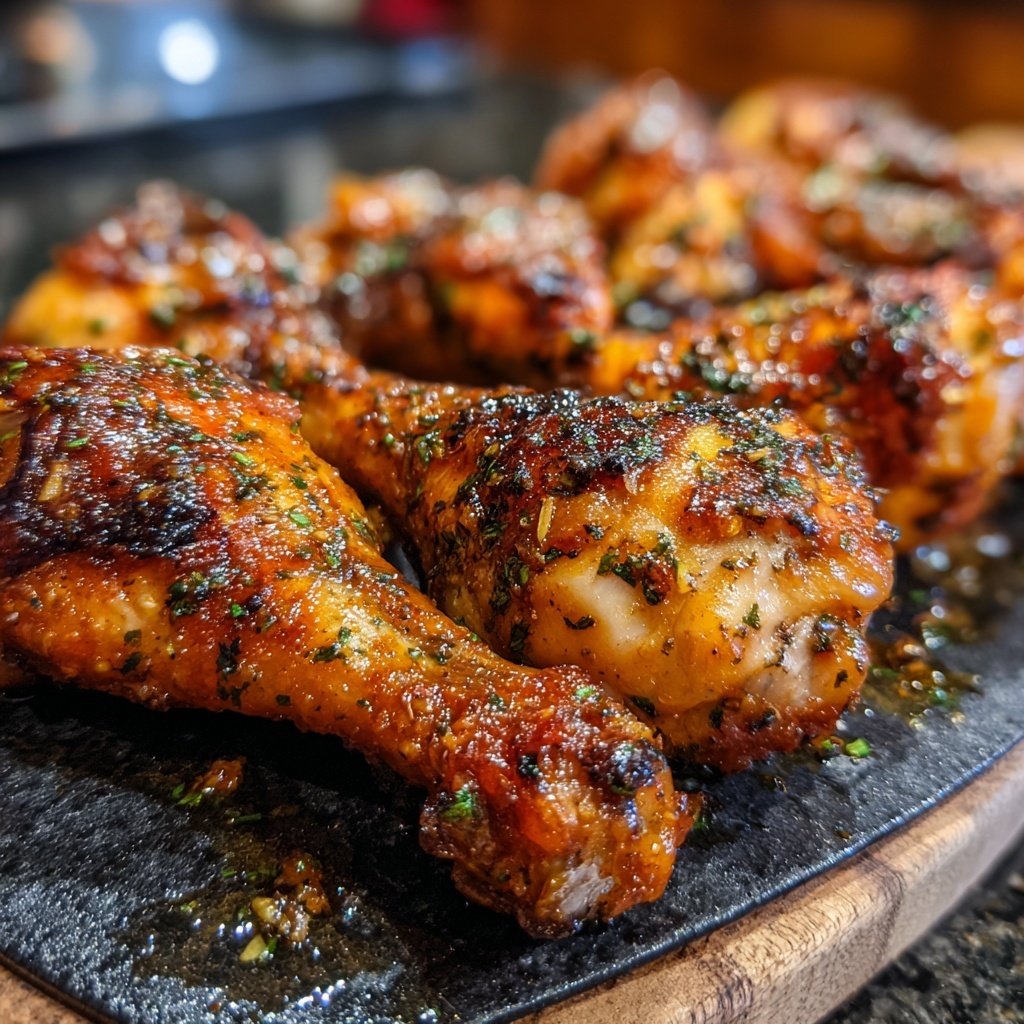 Gebackene Hühnchenkeulen mit Knoblauch