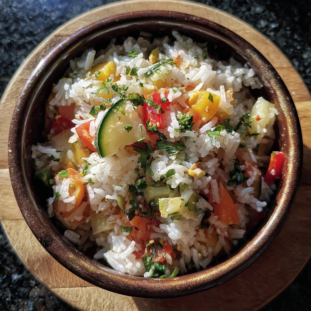 Abendessen mit Reis und Gemüse